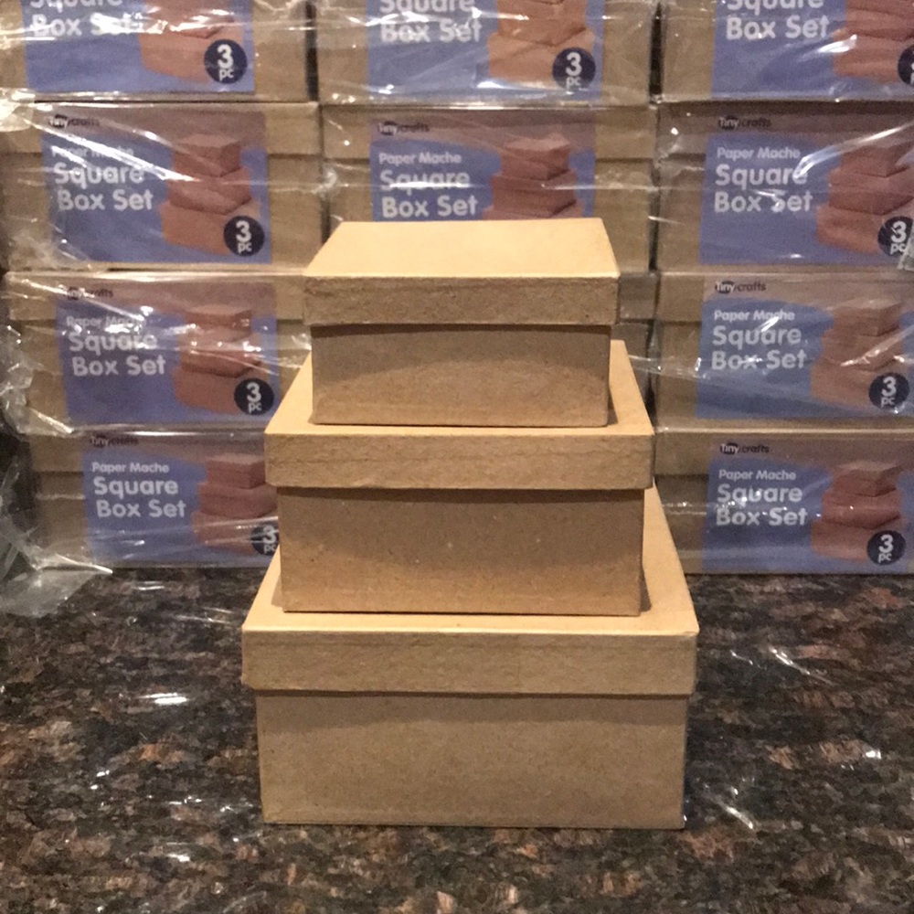 Nesting Paper Mâché square box set